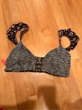 Maaji Reversible Bikini Top with Floral Ruffle Straps